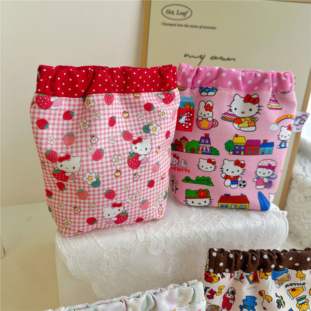 Cute Kitten Print Cotton Pouch – Girly Makeup Bag