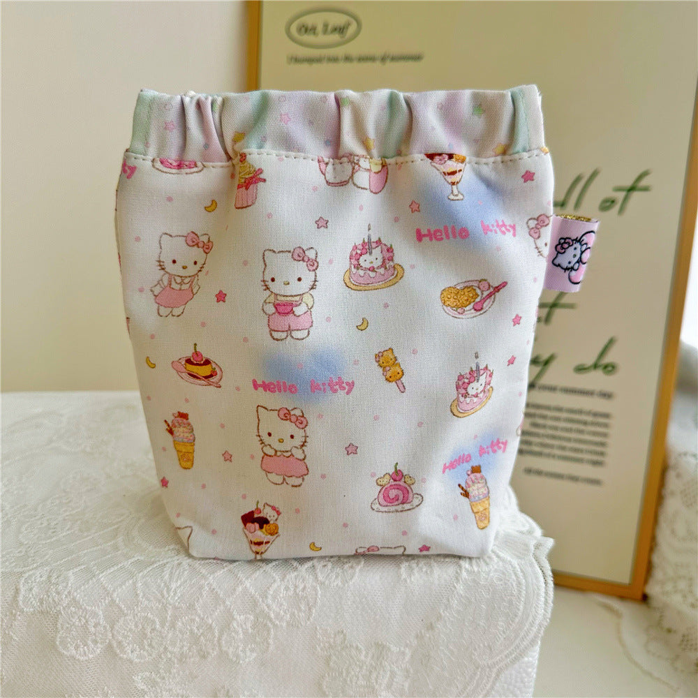 Cute Kitten Print Cotton Pouch – Girly Makeup Bag