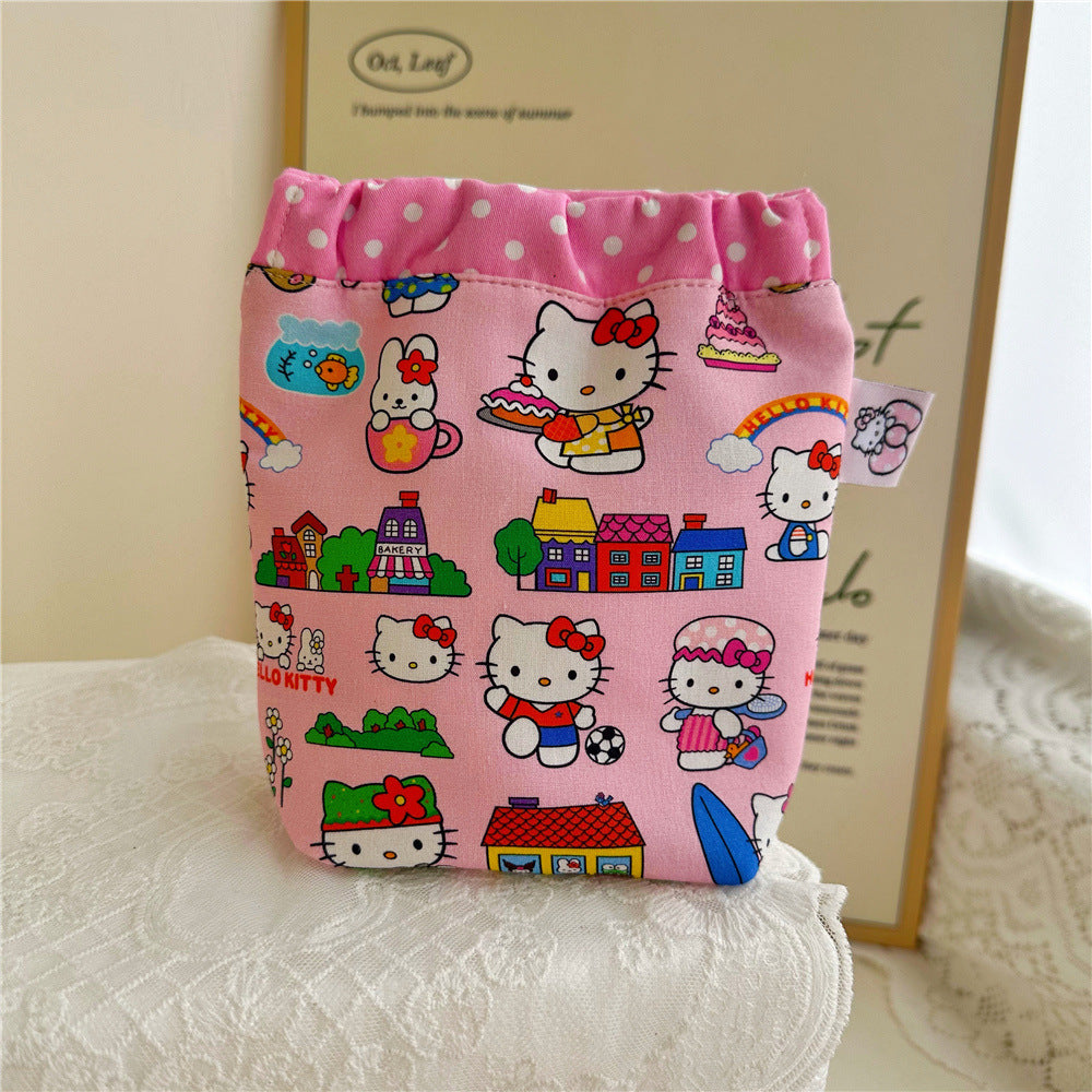 Cute Kitten Print Cotton Pouch – Girly Makeup Bag