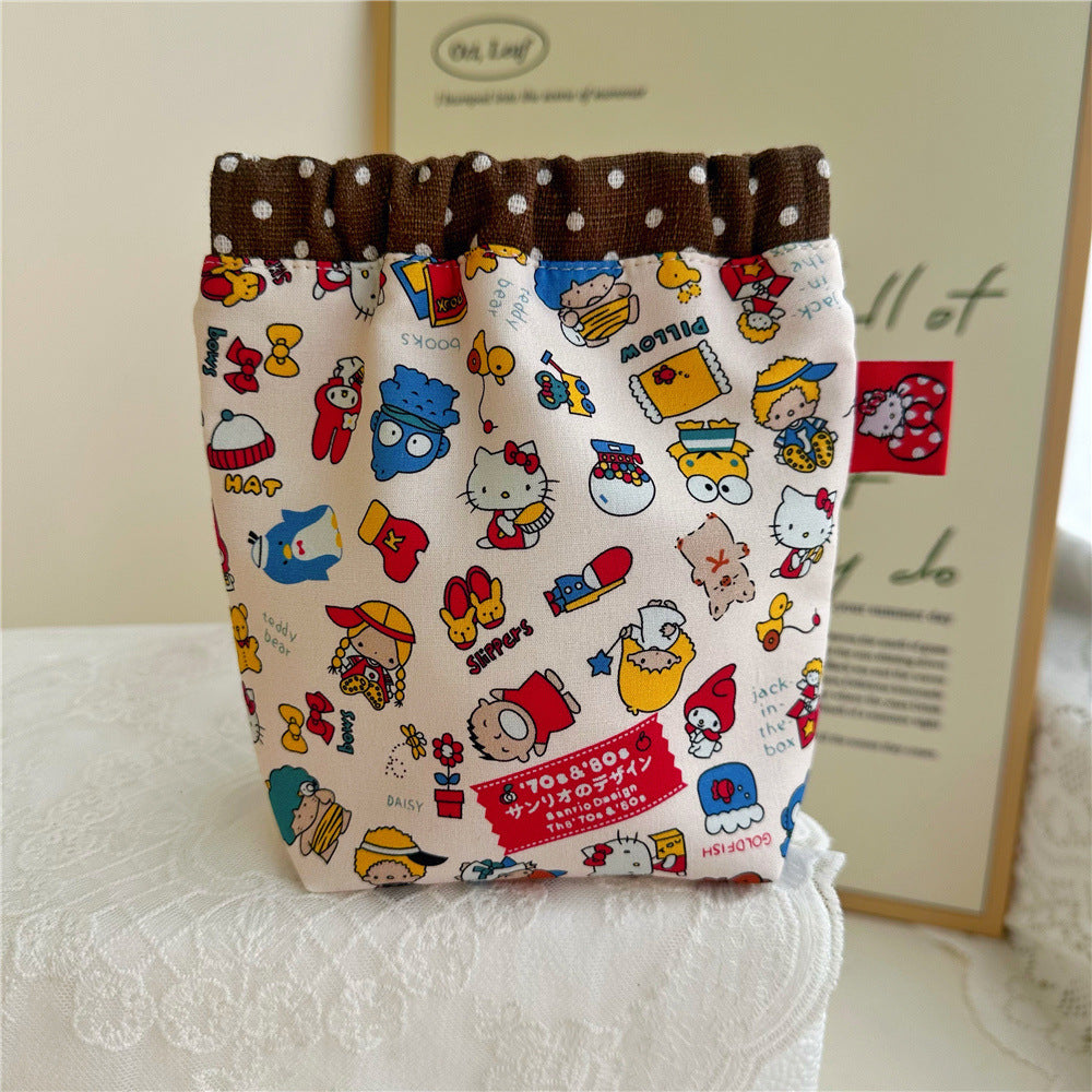 Cute Kitten Print Cotton Pouch – Girly Makeup Bag