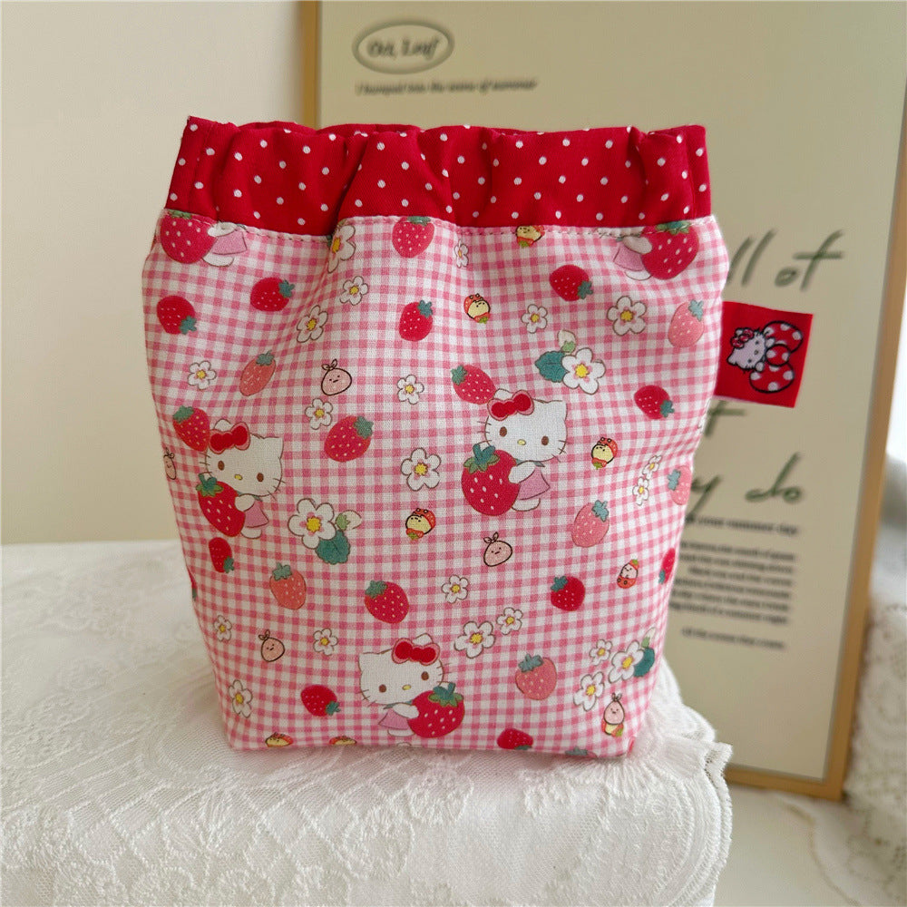 Cute Kitten Print Cotton Pouch – Girly Makeup Bag